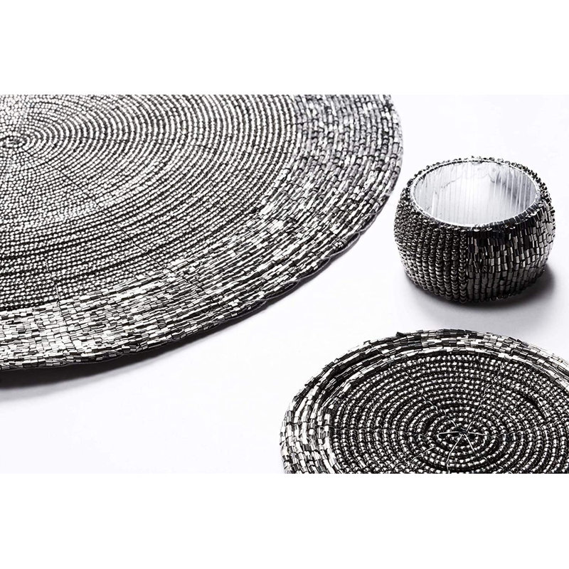Dex Glass No Pattern Round Placemat, Antique Silver