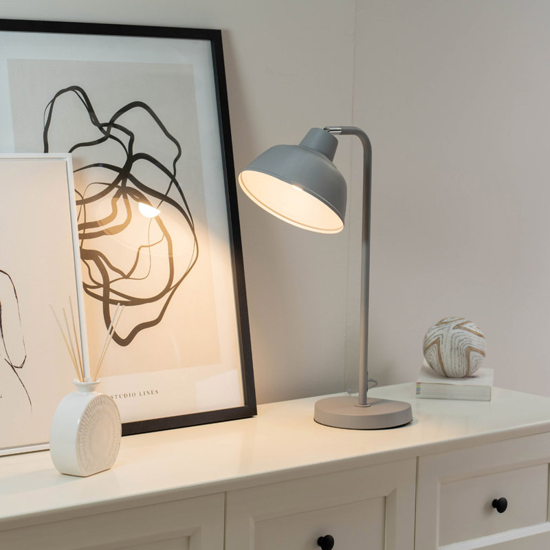 Rhyan Metal Table Lamp, Grey, No