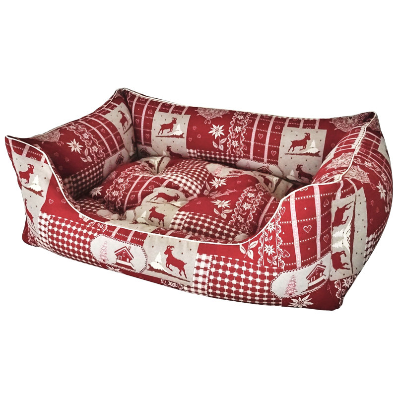 Orthopedic Polyester Pet Bed, Red, Extra large (100cm W x 80cm D x 35cm H)