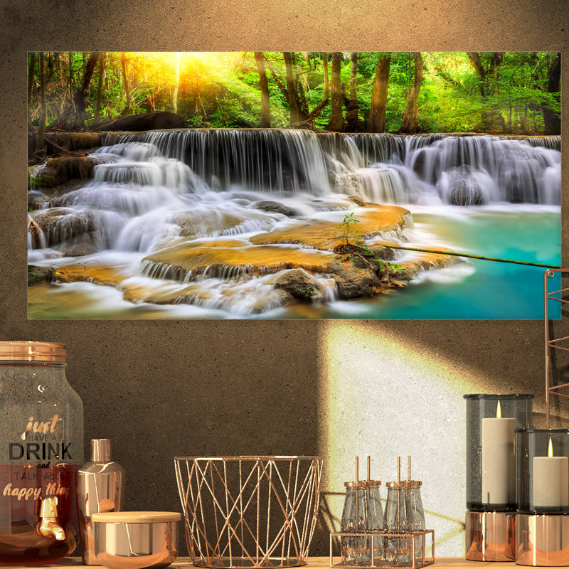 « kanchanaburi province cascade », impression, H 16 po x l 32 po x P 1 po, Toile tendue