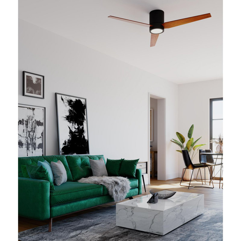 Goren 56'' Ceiling Fan with LED Lights, Architectural Bronze with Walnut Blades