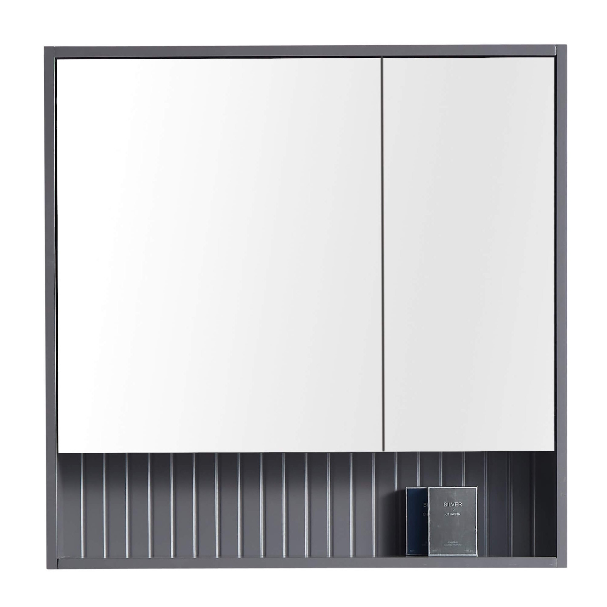 Asahel Surface Double Medicine Cabinet, Rock Gray