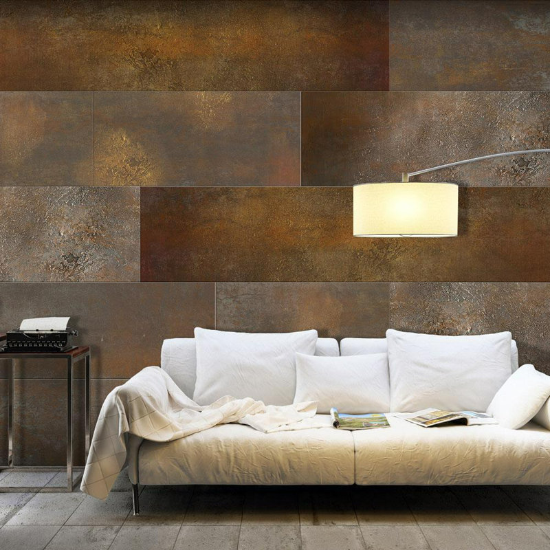 Murale carreaux de cuivre doré, L 82 po x l 118 po