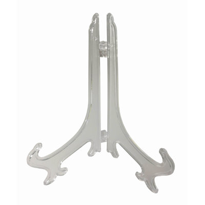 Two-Piece Plate Easel for Counter, 5-1/2 Inches Plate Holder - Clear