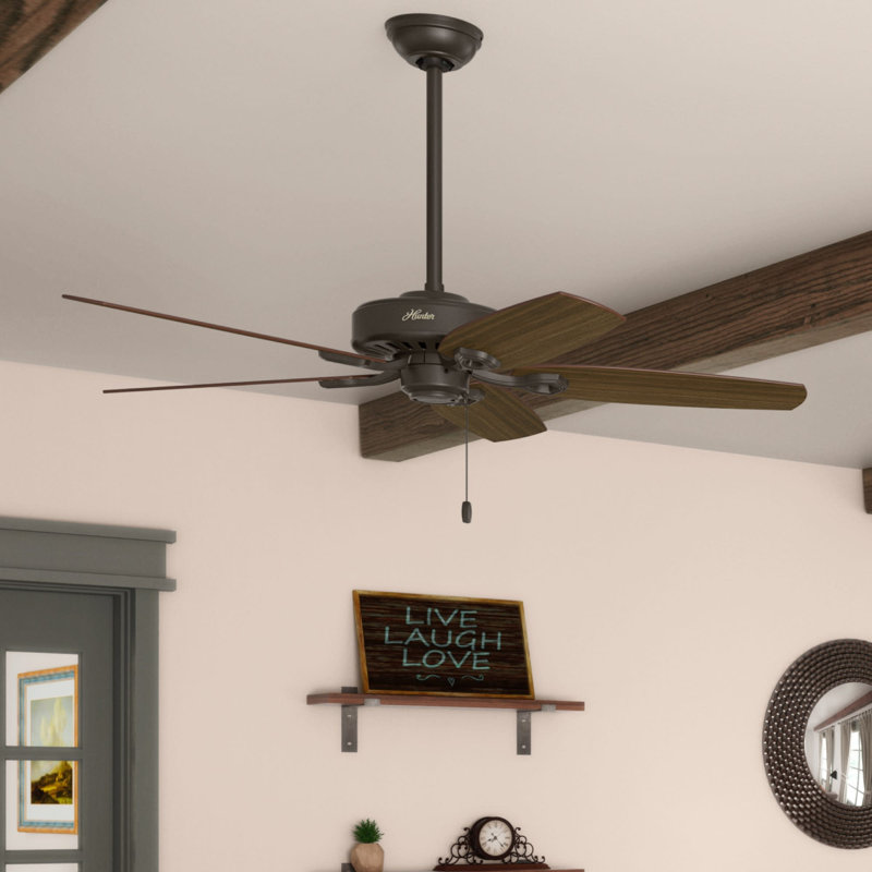 52" Builder Elite 5 - Blade Standard Ceiling Fan with Pull Chain, Bronze