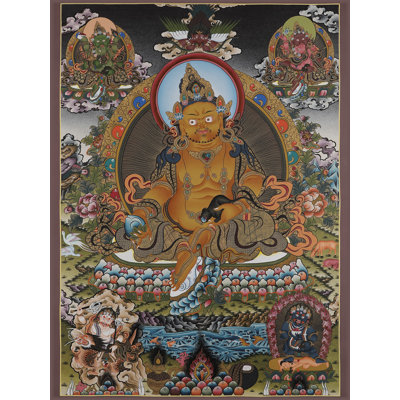 Lord Kubera - The Tibetan Buddhist God Of Wealth | Pure 24 Carat Gold With Acrylic Paint