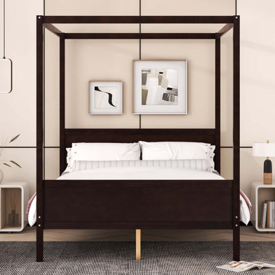 Queen Size Canopy Platform Bed with Headboard and Footboard,Slat Support Leg