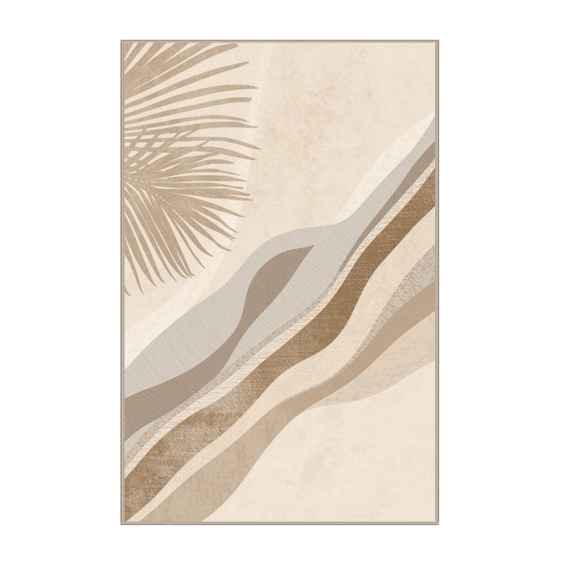 Tapis beige délavé à la machine Ortmund Coconut Palm, 3 X 5