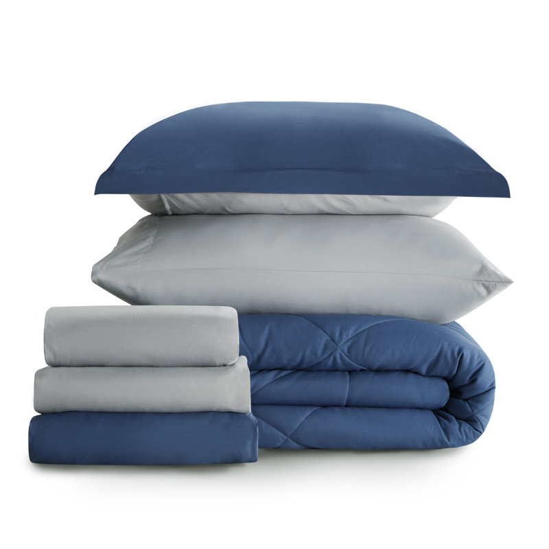 Ensemble d'édredon réversible Best vendeur, Bleu, Édredon simple + 4 pièces supplémentaires