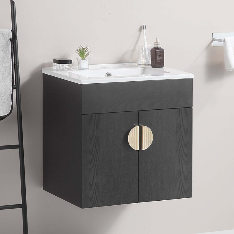 Meuble-lavabo mural avec lavabo et grand espace de rangement
