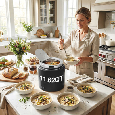 Chauffe-soupe électrique, bouilloire commerciale de 11,6 pintes avec couvercle à charnières et marmite intérieure détachable, chauffe-buffet pour la restauration d'un hôtel