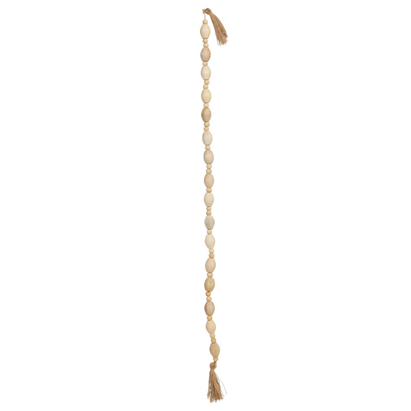 Mango Wood Bead Garland with Jute Tassels