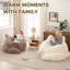 Fauteuil à billes en forme de chat de style fantaisiste moderne, canapé paresseux en fausse fourrure de lapin avec coussin amovible pour adultes et enfants-1293425821