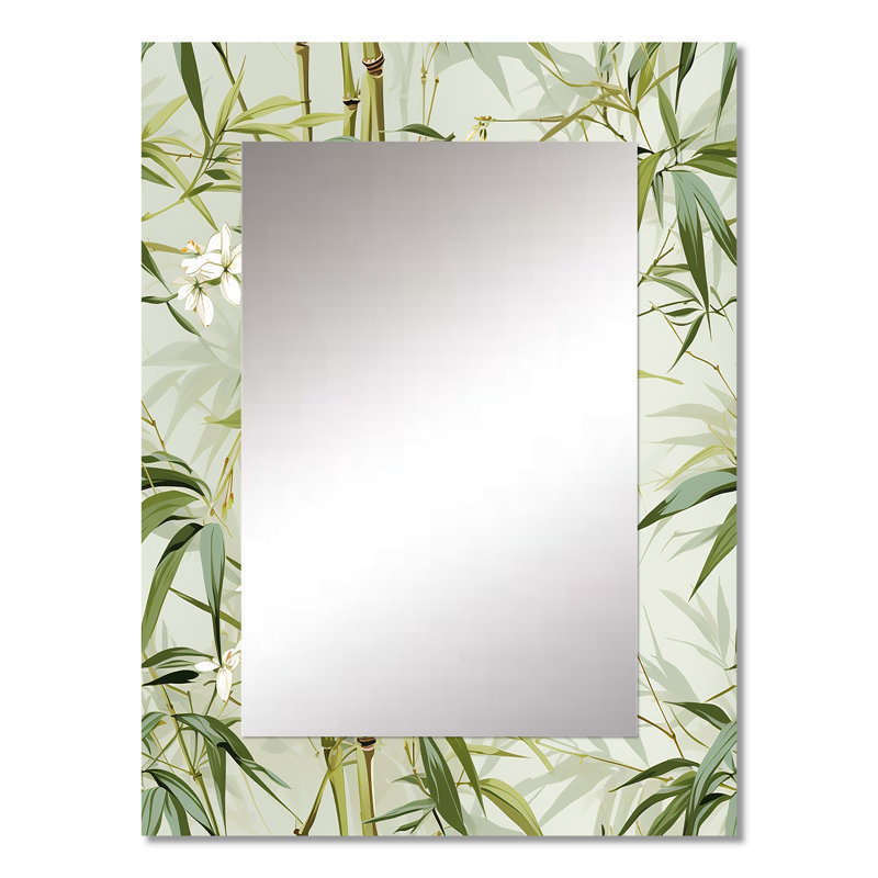 Asharee bambou Zen motif tropical - miroir mural unique tropical, botanique, miroir floral, art imprimé en métal