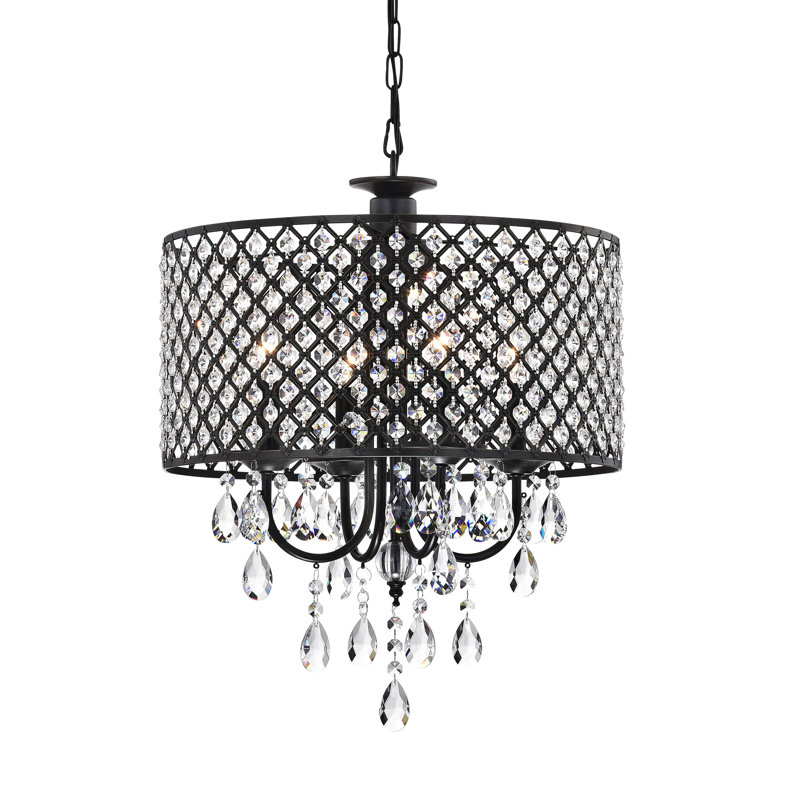 Lustre tambour en cristal 4 lumières à intensité variable Camryn