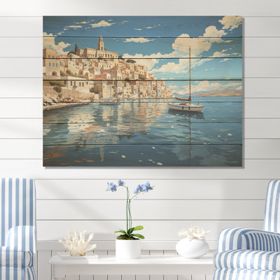 Syros Serenityscape III - Paysage portuaire côtier sur bois