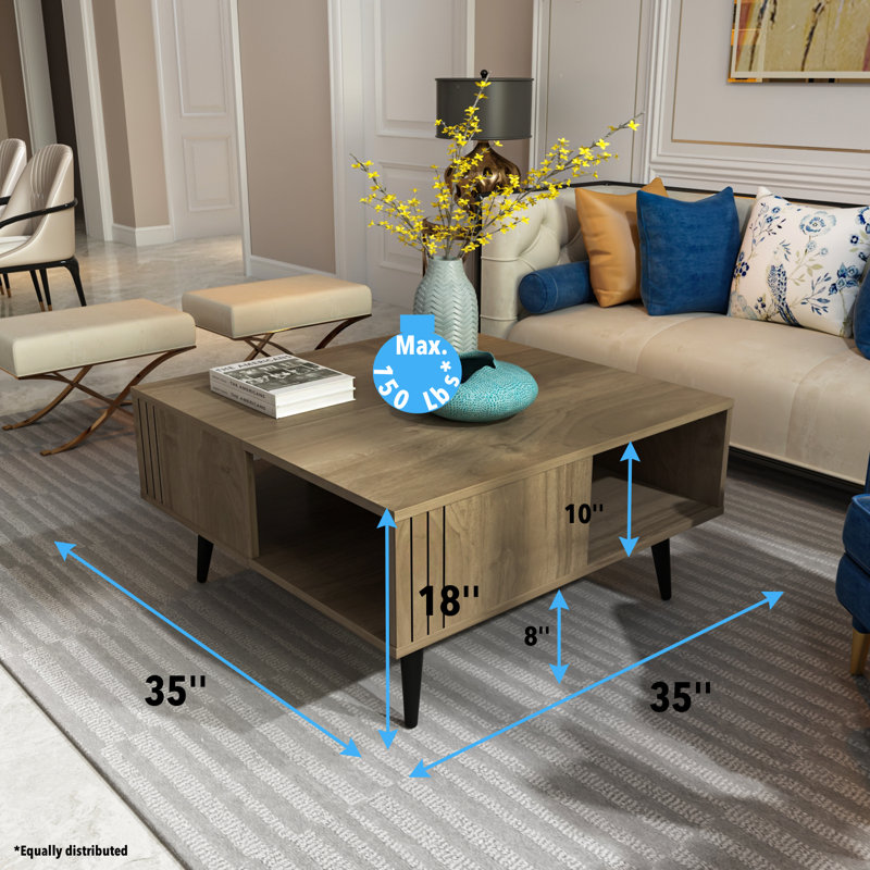 Table basse avec rangement Aidtya, Noyer