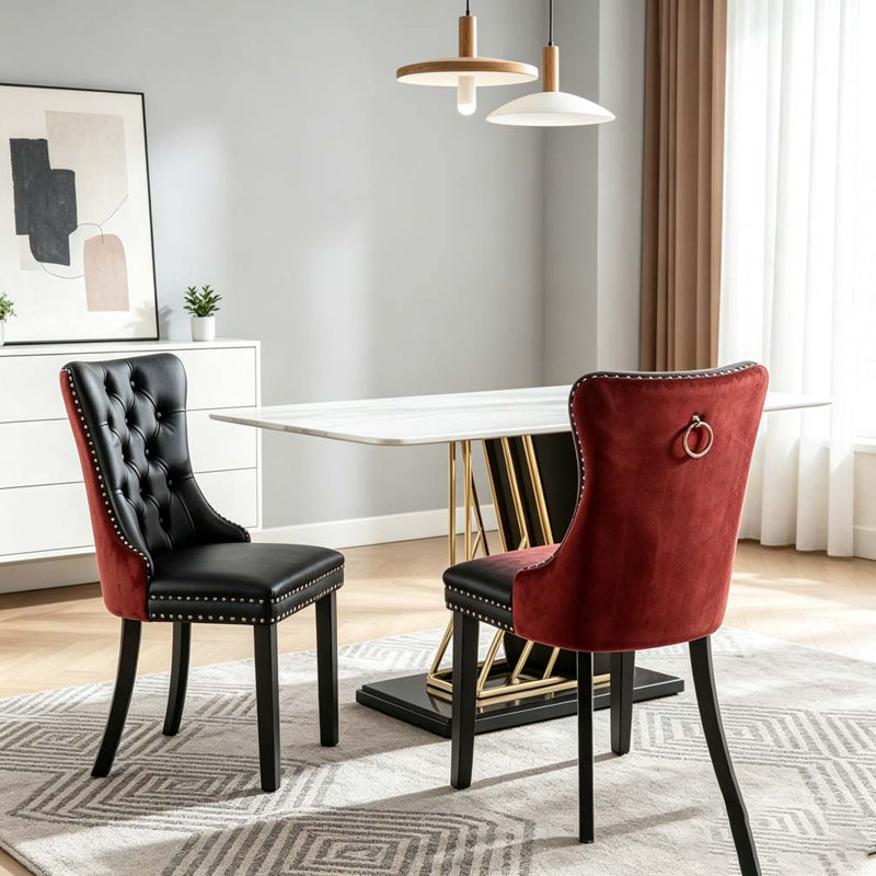 Chaise de salle à manger, Black+Burgundy