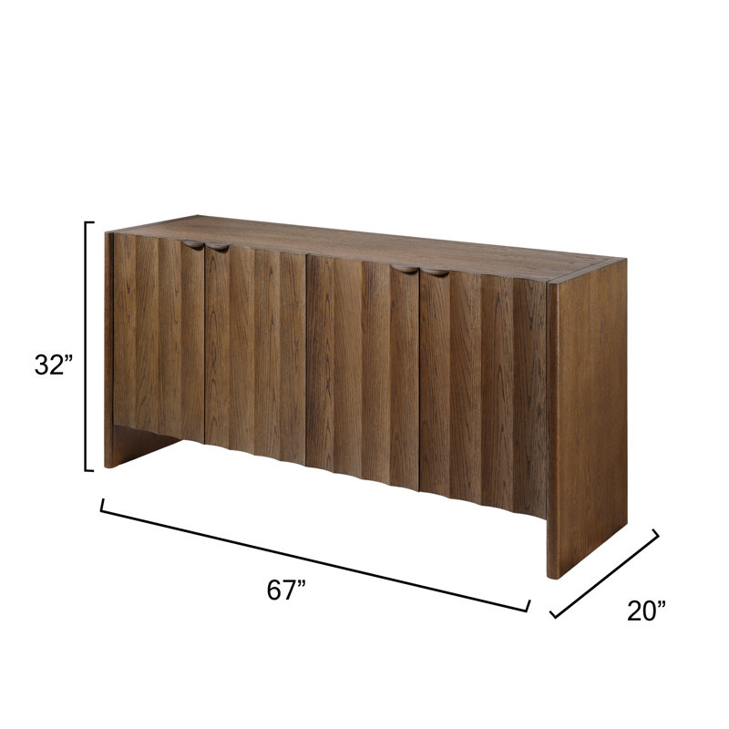 Finley Solid Wood Storage Cabinet, Brown Sugar Oak