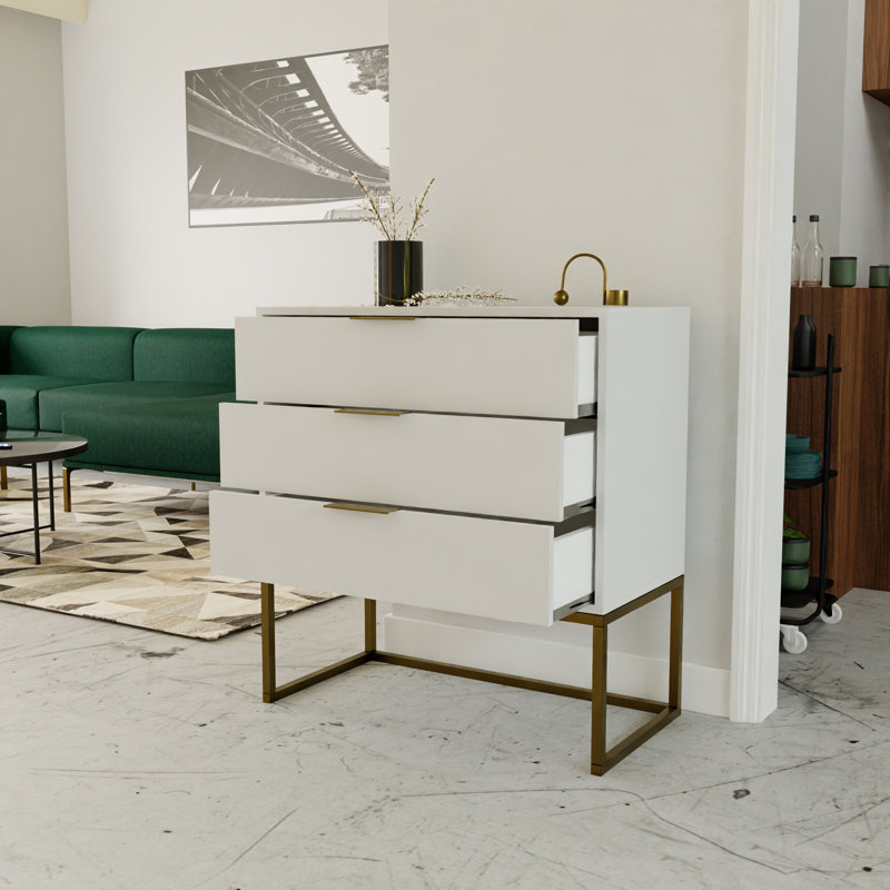 Mira 80cm W 3 - Drawer Chest of Drawers, Matt platinum