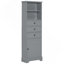 Grande armoire de rangement moderne en panneau de fibres à densité moyenne avec 3 tiroirs et tablettes réglables pour la salle de bain, le bureau et le bureau-267314894