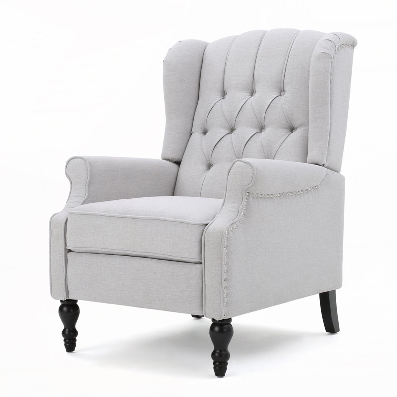Fauteuil inclinable manuel capitonné en tissu touffeté, Gris clair