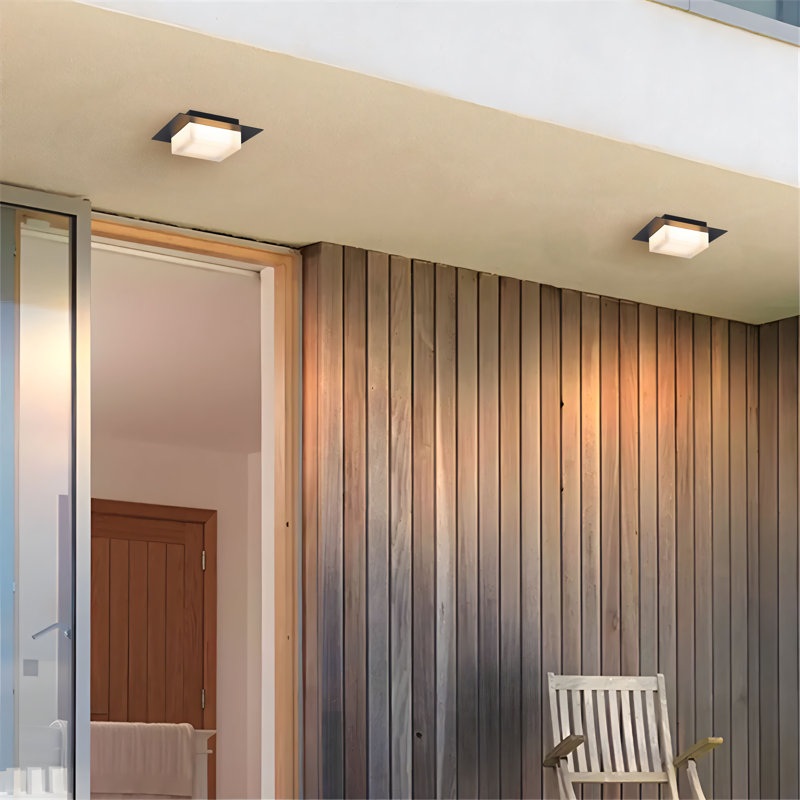 Foursquare Collection LED Flush Mount, Wet Rated for Indoor/Outdoor Use, 3-CCT Selectable, 2.75" H x 8" W x 8" D, Black