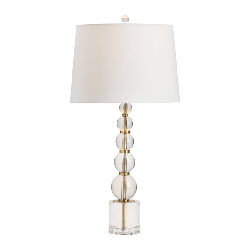 31.5" Crystal Table Lamp With White Shade