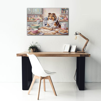  'Shetland Sheepdog In The Kitchen' by Rich Monet Canvas Wall Art, 40" x 26"