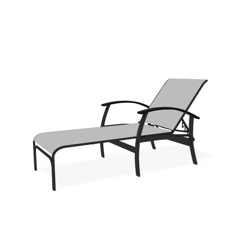 Belle Isle Outdoor Chaise Lounge, White 6D Sunbrella®, Classic Graphite P30, Textured Graphite