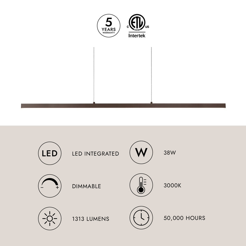 Vega 1 - Light LED Pendant, Black, 2700K, 1.5" H x 56" W x 0.75" D