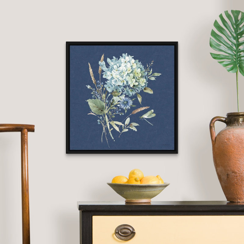 «Bohemian Blue 03 on Blue» par Lisa Audit - reproduction d'art, Toile avec cadre noir, H 22 po x l 22 po x P 1,75 po