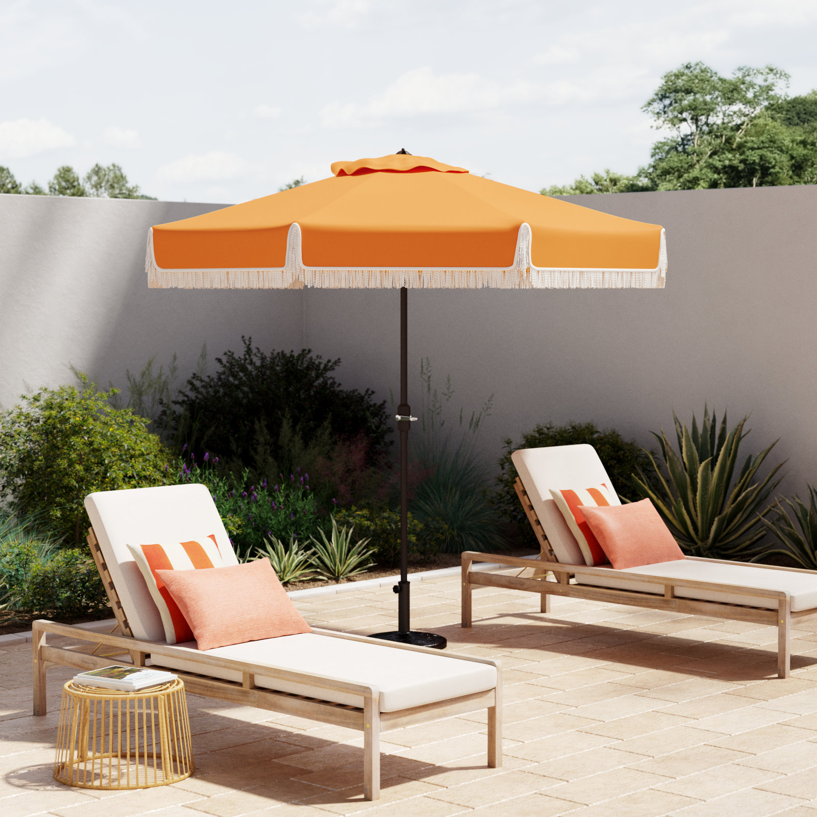 Argentina 100.79'' Outdoor Umbrella, Yellow/White
