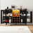47.2" LED Lighted Coffee Bar Wine Cabinet with 9 Wine Rack, Adjustable Shelves, Glass Holder - Modern Home Liquor Bar Cabinet for Kitchen & Living Room