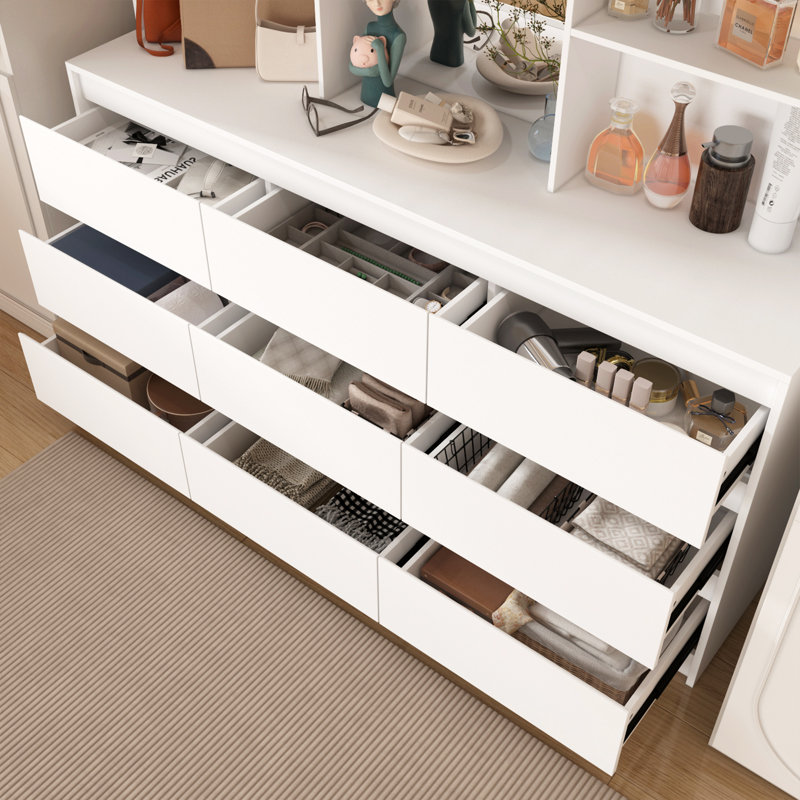 9-Drawer 7-Shelf Wardrobe With A Large Mirror