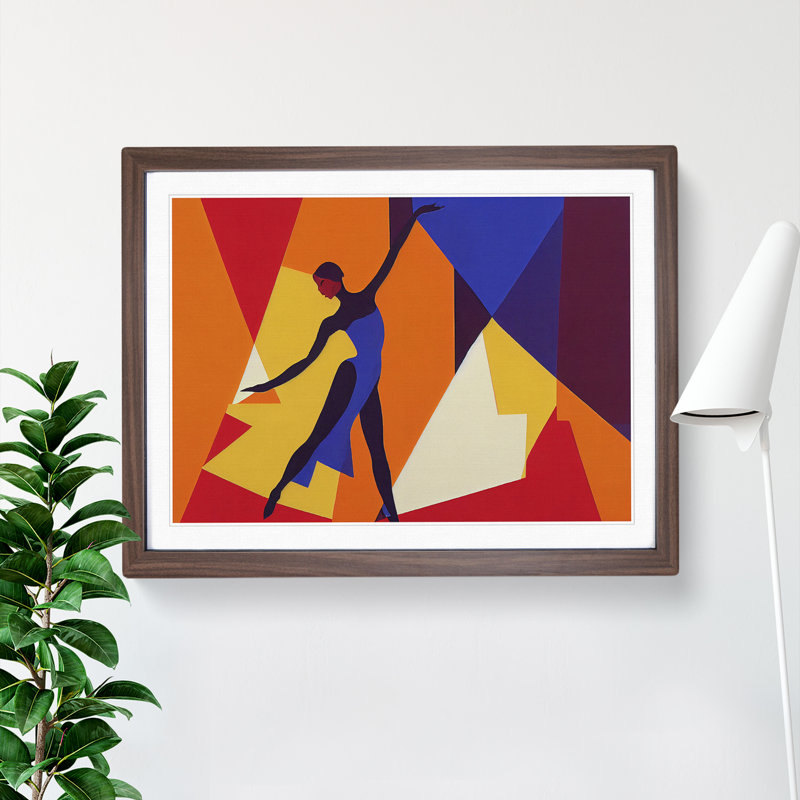 Abstract Woman Dancer Vol.1 - Single Picture Frame Print, 46cm H x 64cm W x 2cm D, Walnut