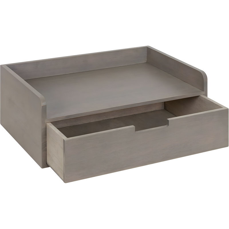 Modern Floating Wall Shelf With Pull-Out Drawer, Solid Wood Storage And Display Unit For Home Or Office