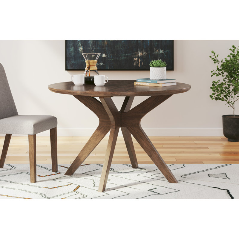 Brown Round Extendable Wood Dining Table