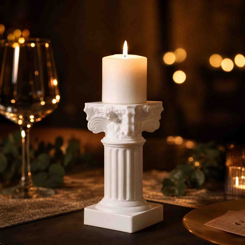 3 bougeoirs colonne en résine romaine blanche style piliers bougeoirs pour accessoires de photographie de décoration intérieure