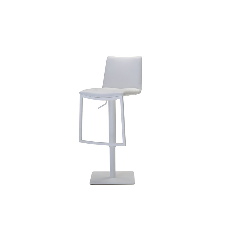 Raven Swivel Upholstered Adjustable Height Counter Stool with Metal Frame, White