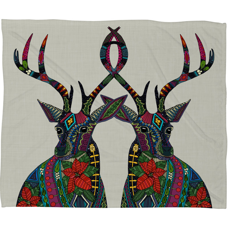 Jeté Sharon Turner Poinsettia Deer, Moyen