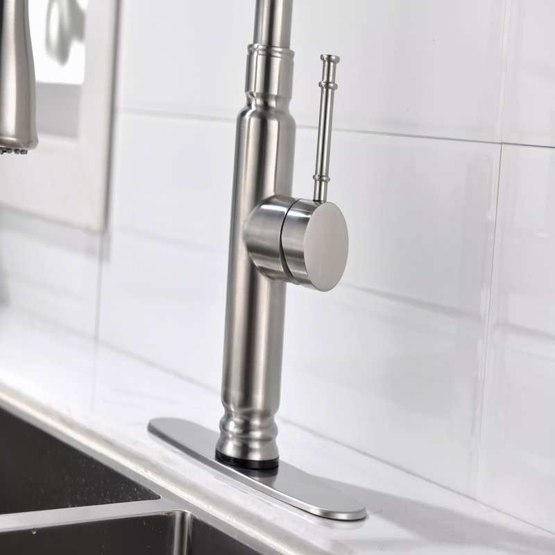 Robinet de cuisine tactile avec douchette extractible, Nickel brossé