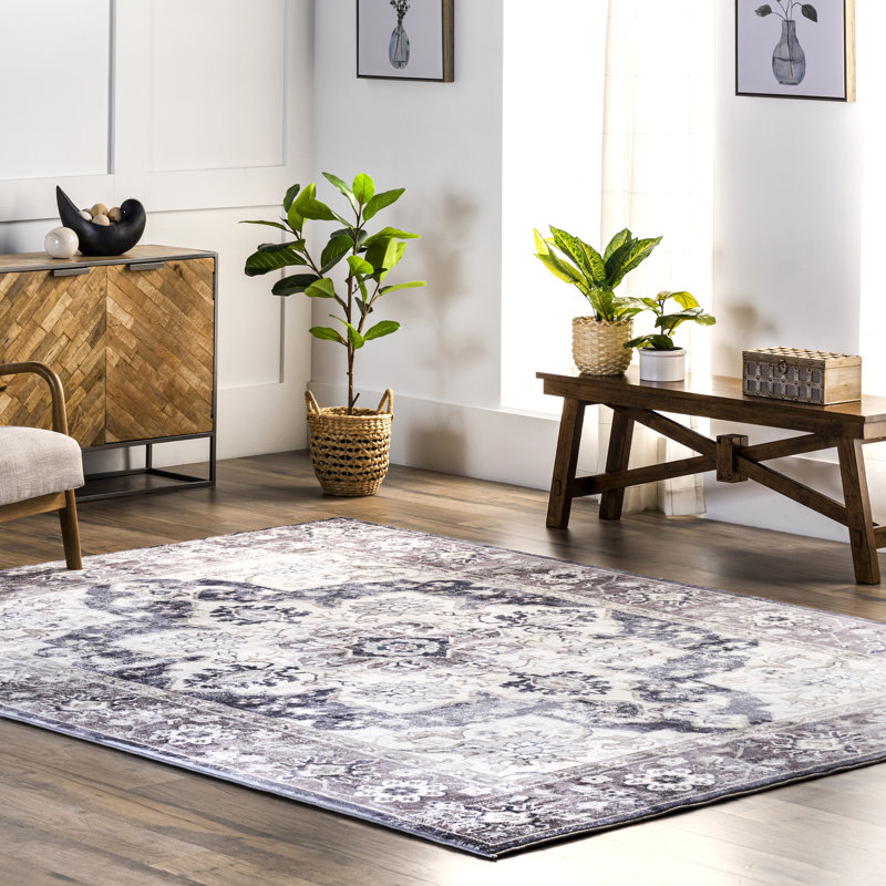 Josephine Distressed Floral Medallion Area Rug, Rectangle 5' x 8'