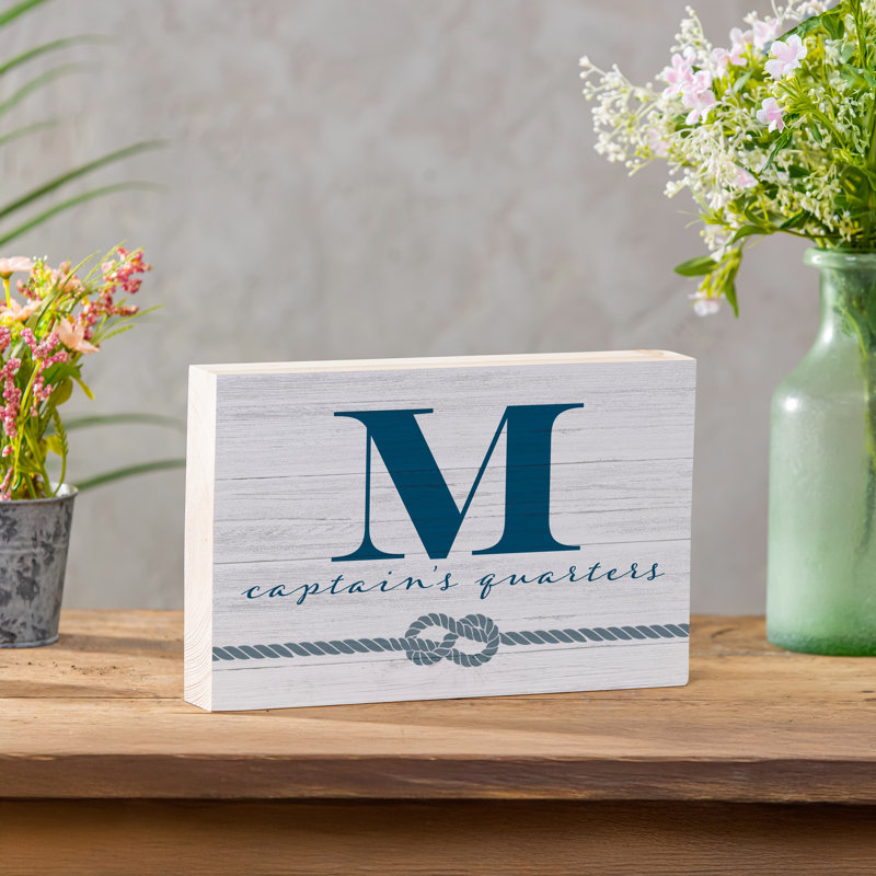 Capitaine en bois Coastal Monogram 12 "x 8"