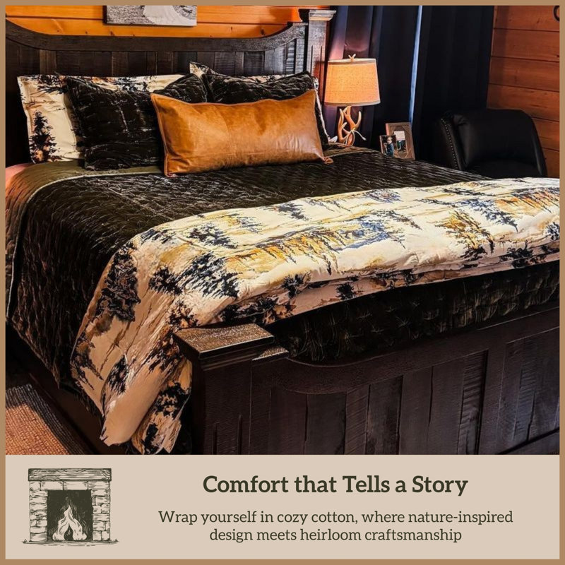 Ensemble d'édredon en coton rustique Acadia, Housse de couette très grand et 2 très grandes t