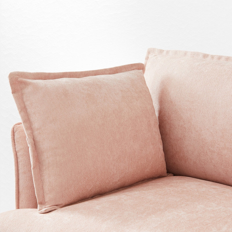Fauteuil d'appoint surdimensionné en chenille avec ports USB et coussins décoratifs surdimensionnés, Rose