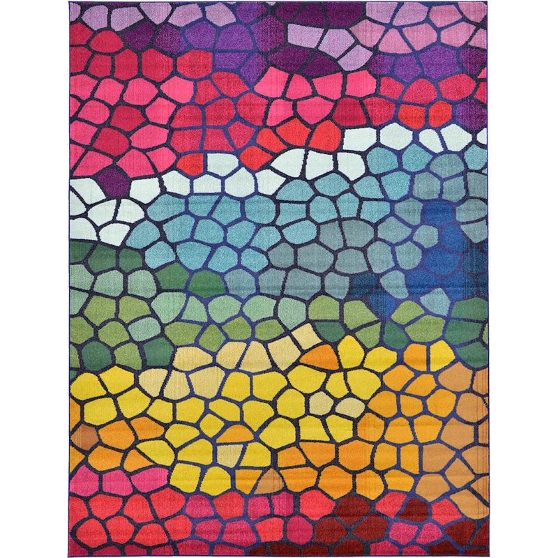 Jesusa Washable Geometric Indoor Rug, Rectangle 9' x 12'