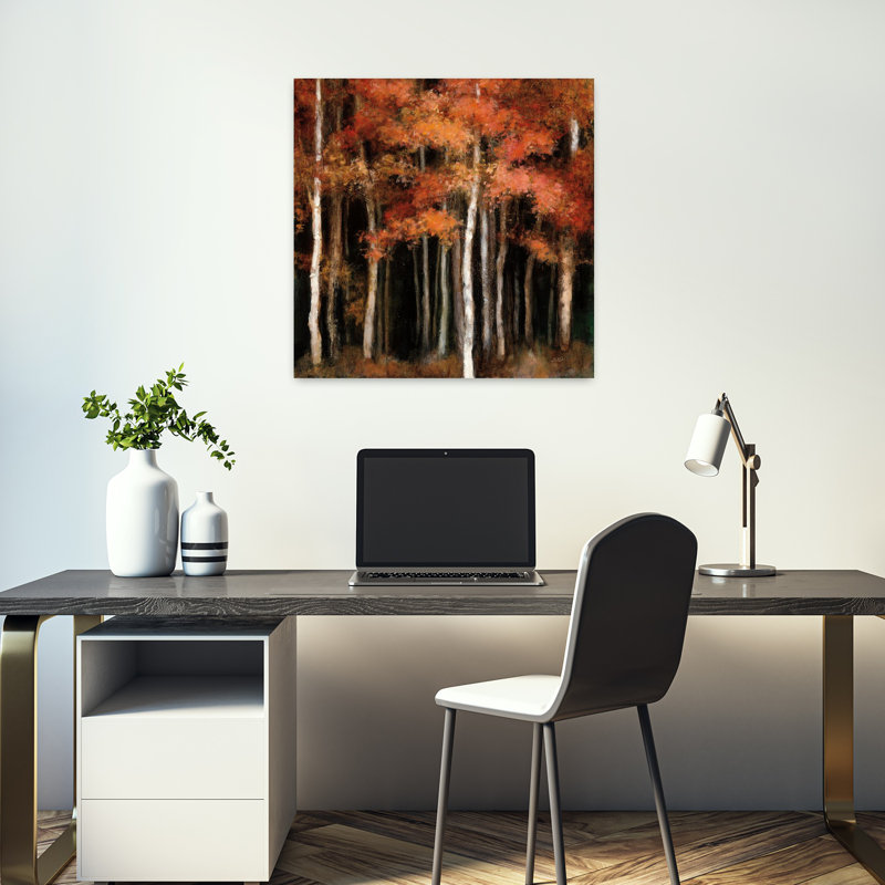 Œuvres contemporaines d'oasis avec art noir d'automne, H 18 po x l 18 po