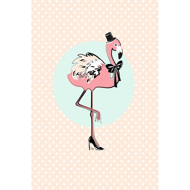Flamant rose - impression sur toile tendue, H 12 po x l 8 po