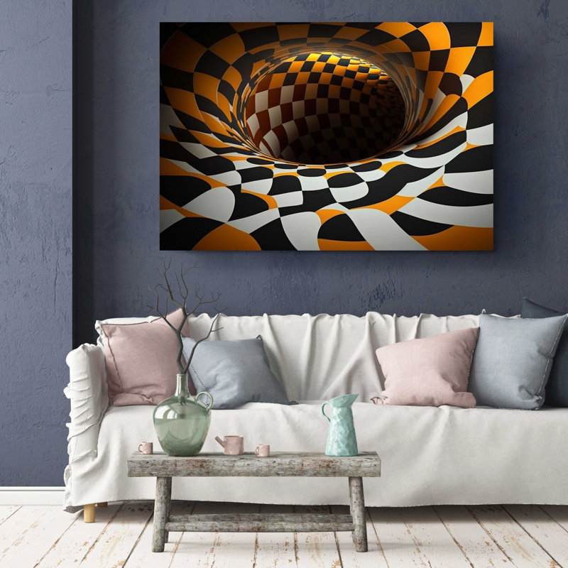 Tunnel à carreaux illusion optique 3D, 20" H x 30" W